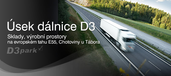 Pronájem skladových, výrobních hal na jihu Čech u dálnice D3 Chotoviny - Tábor sever.